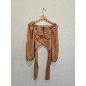 Forever 21 Brown wrap crop blouse sz small